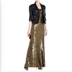 BCBG Allure Gold Sequin Maxi Gown